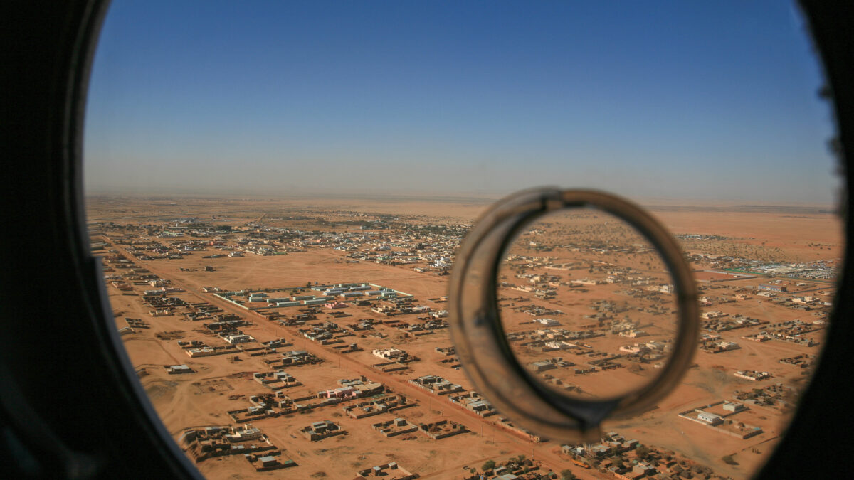 Vue aérienne d'un hélicoptère de l'Al Fashir la capitale du Darfour-Nord, Soudan.