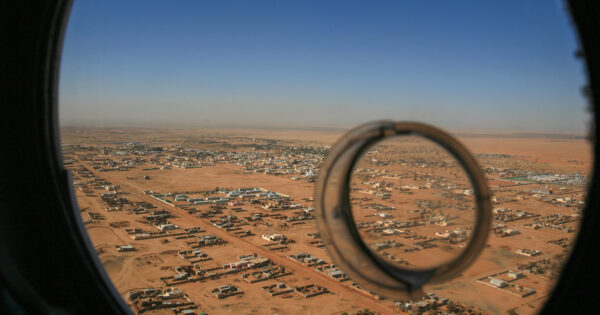 Vue aérienne d'un hélicoptère de l'Al Fashir la capitale du Darfour-Nord, Soudan.